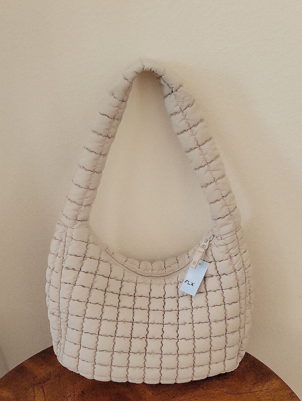 FLX Quilted Shoulder Bag, Sand, Beige, NWT